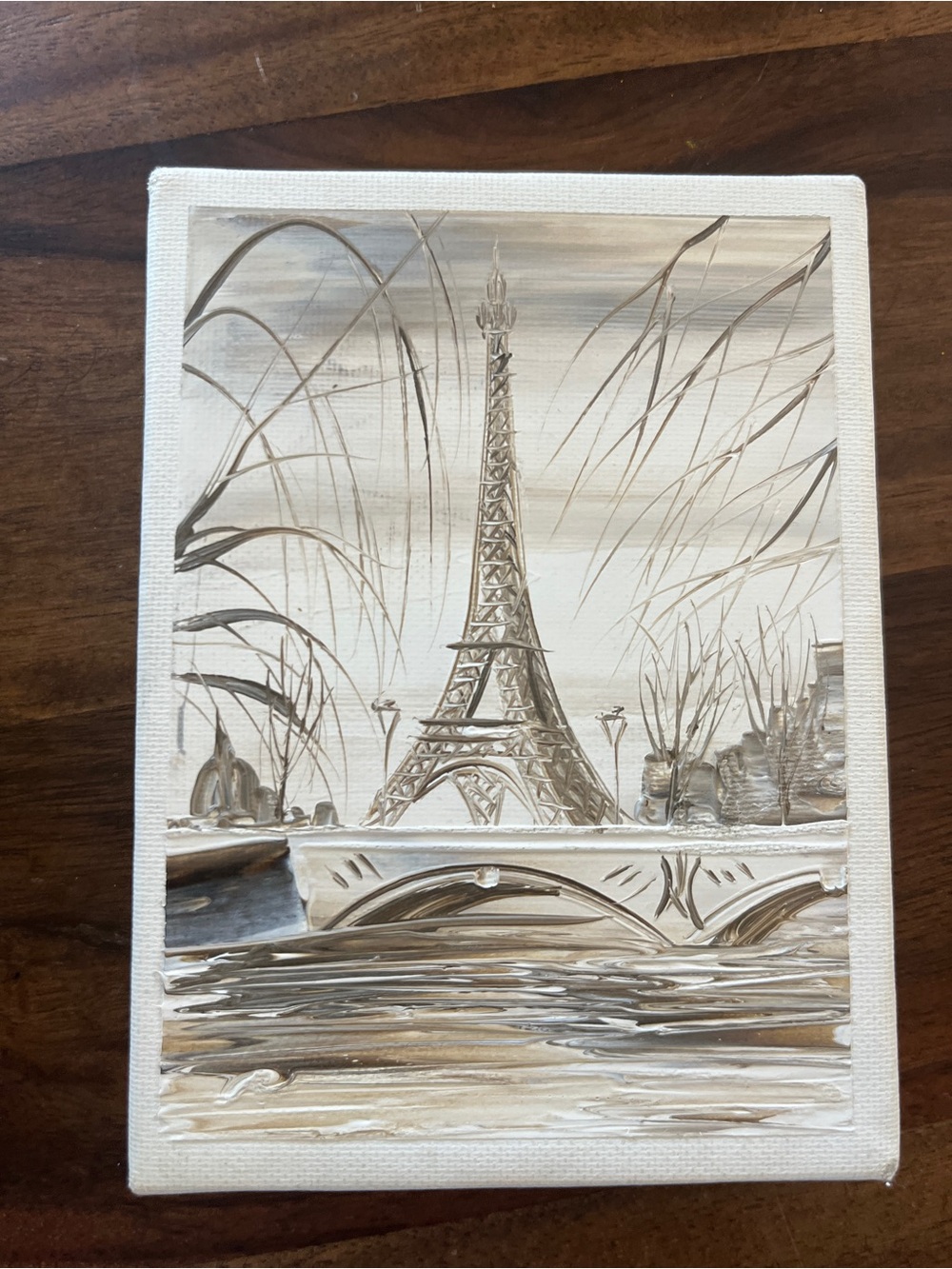 Mini Eiffel Tower Canvas Art – Monochrome Paris Scene